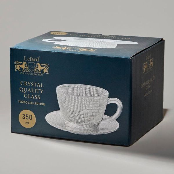 Чайный набор 2пр стекло TEMPO на 1 персону 350мл (12)