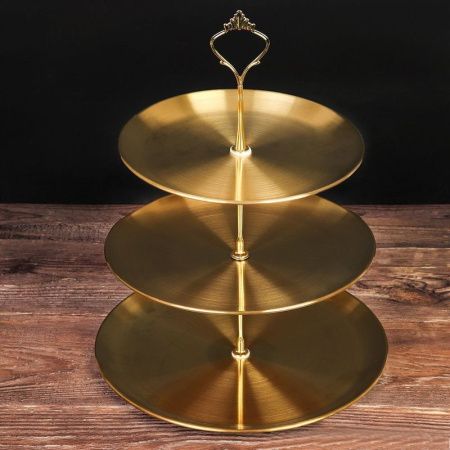 Этажерка сервировочная 3 яруса 20/23/26см металл gold GM- 86 (80)