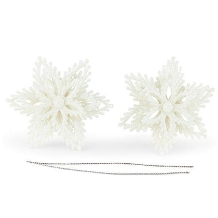 Игрушки новогодние на елку СНЕЖИНКА набор 2шт 10см пластик белый OSHR20-452/JC-16482 (1200)
