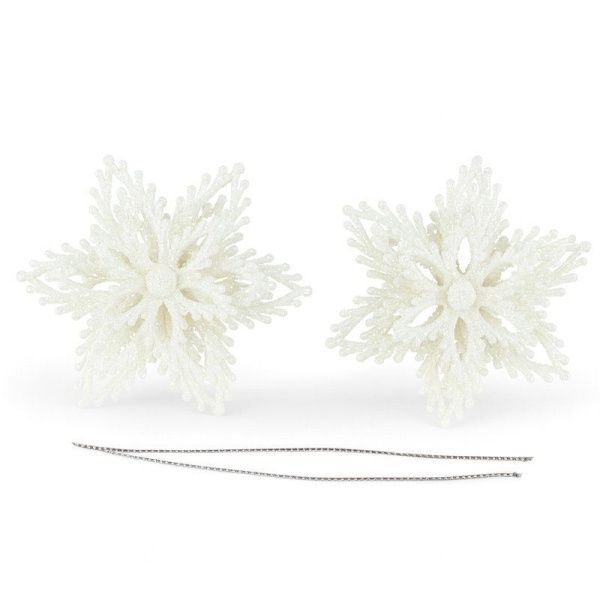 Игрушки новогодние на елку СНЕЖИНКА набор 2шт 10см пластик белый OSHR20-452/JC-16482 (1200)