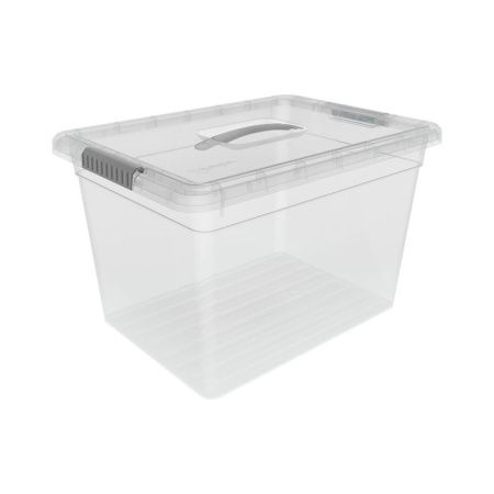 Контейнер для хранения 21л 400*294*252мм пластик Standart с ручкой прозрачный/серый (4)