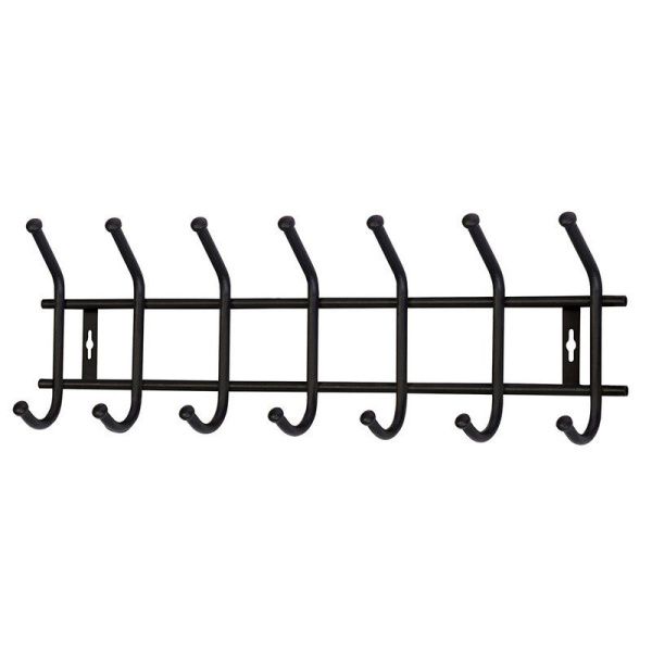 Вешалка 7 крючков настенная 665*192*80мм металл ВНТ7М черная матовая (5)