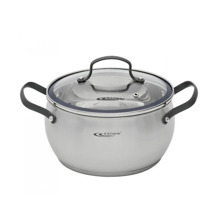 Кастрюля 6,1л 24*14см нерж.сталь АГАТА стекл.крышка КТ19-D-24 (4)