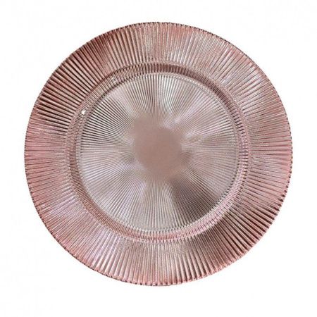 Тарелка мелкая 27см стекло розовый десертная (18)