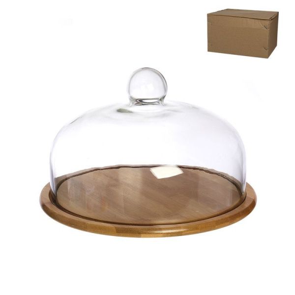 Сырница 29см бамбук со стекл.крышкой CF266 (8)