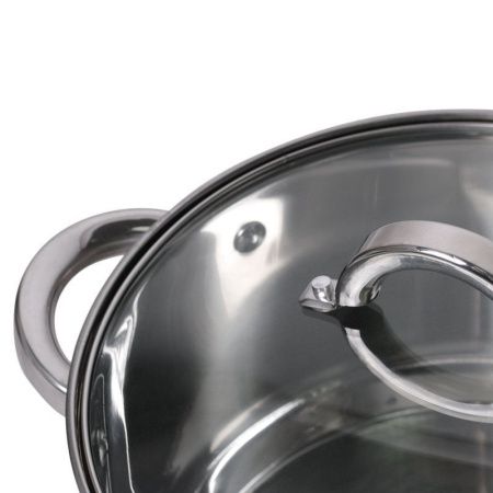 Кастрюля 3,9л нерж.сталь со стекл.крышкой 20см 5-ти сл.дно арт.5620S (8)