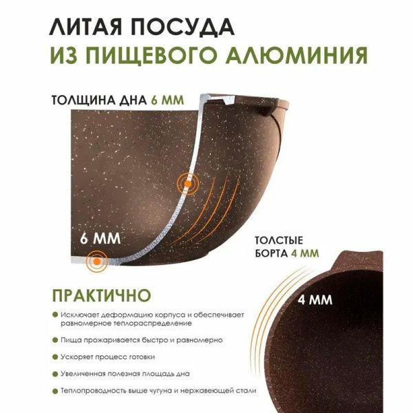 Казан для плова 8л алюминий АП ГРАНИТ BROWN (3)