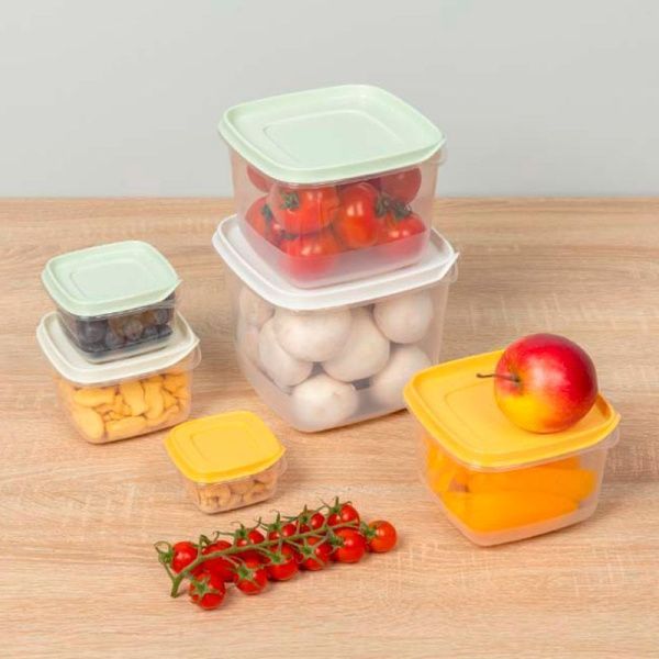 Контейнеры пищевые набор 6шт 0,12/0,25/0,45/0,75/1,2/2л пластик CLEVER (12)