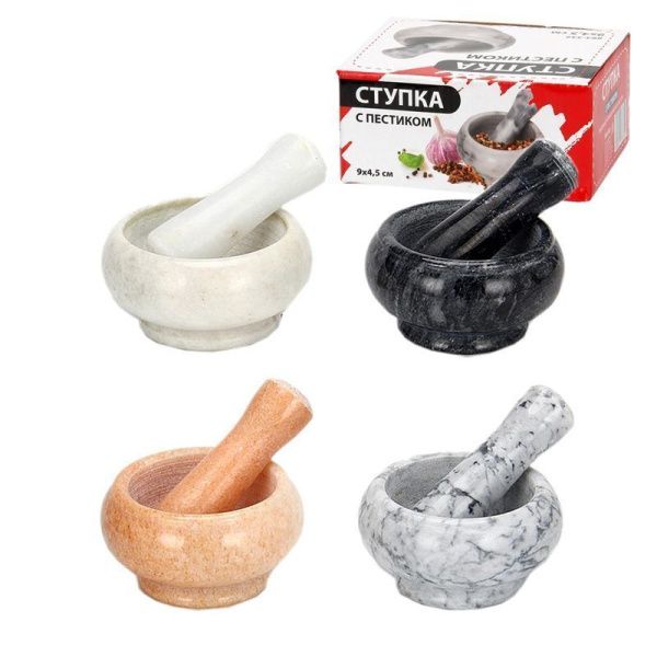 Ступка с пестиком 9*4,5см мрамор 4 цвета (24)