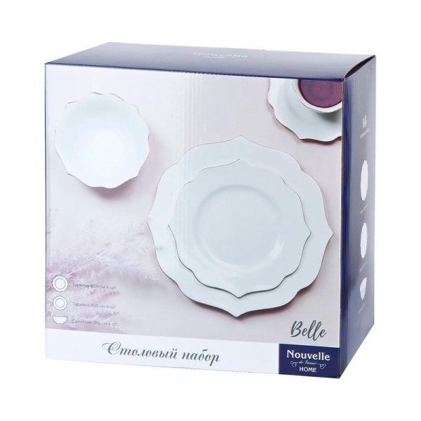 Столовый набор 12пр фарфор отводка золотом Belle подар.уп. (2)