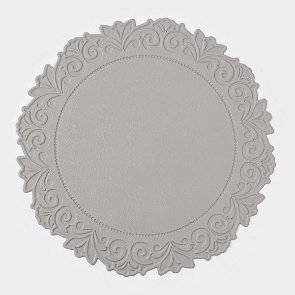 Салфетки сервировочные набор 2шт 38см ПВХ Экокожа серый (25)