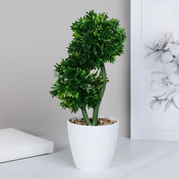 Цветы искусственные в горшке Самшит 28см пластик 9090-9 (12/72)