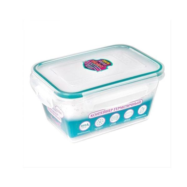 Контейнер пищевой 800мл 115*165*80мм пластик герметичный с клипсами прямоугольный прозрачный (18)