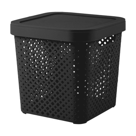 Корзина для хранения 20л 31*31*30см пластик BLACK с крышкой (8)
