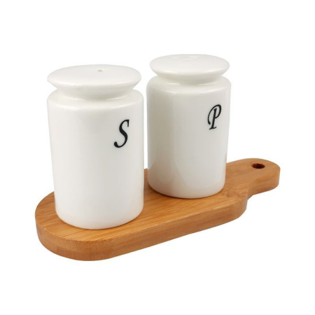 Набор для специй 2пр фарфор на бамбук.подставке 17*7*9см подар.уп Ja7269/JC-14164 (60)