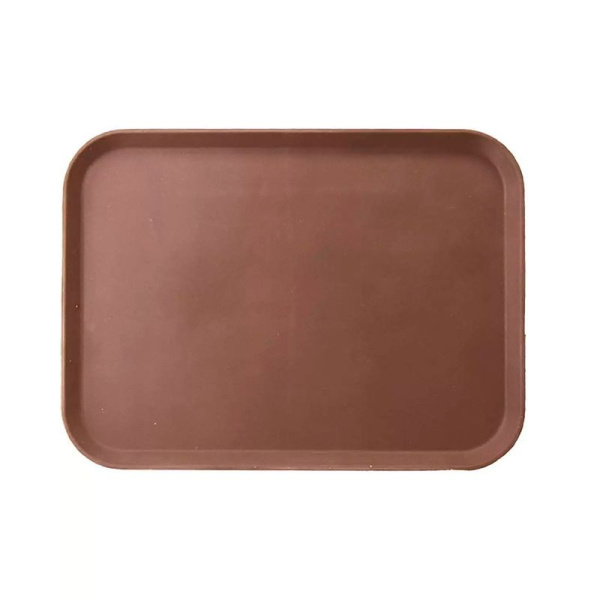 Поднос 51см стекловолокно коричневый прорезиненный прямоугольный JC-3770 (25)