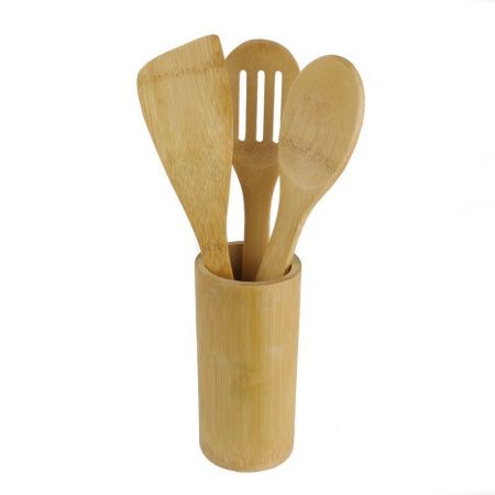 Набор кухонных принадлежностей 4пр бамбук на подставке КТ-НП-02 (24)