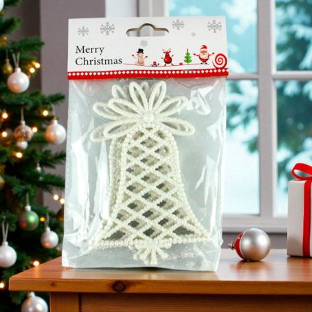 Игрушки новогодние на елку КОЛОКОЛЬЧИК набор 3шт 13*9см пластик белый OSHR22-021/JC-16558 (800)