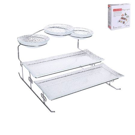 Этажерка сервировочная 3 яруса 33,5*21,5см стекло на мет.подставке MB31008 (6)