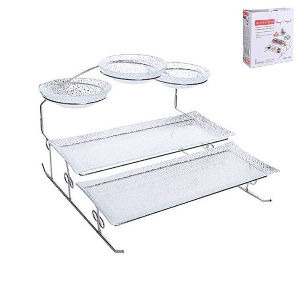 Этажерка сервировочная 3 яруса 33,5*21,5см стекло на мет.подставке MB31008 (6)