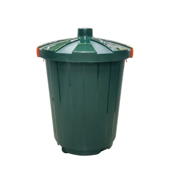 Бак для мусора 105л 55,5*55,5*62,5см пластик темно-зеленый с крышкой на колесах (8)