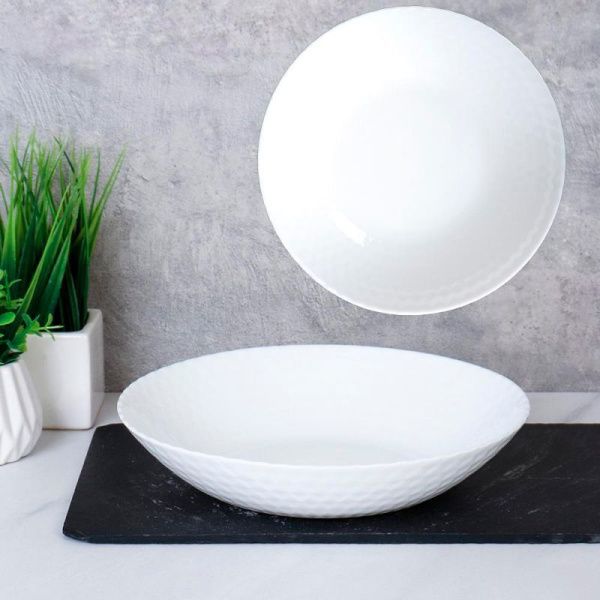 Тарелка глубокая 650мл 20,3см стеклокерамика белая широкая суповая ZSSP80 (6/48)