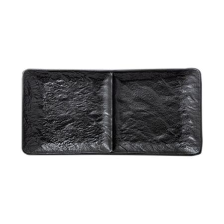 Блюдо 2 секции 27*13см фарфор Slatestone черный прямоугольное WL-661135/A (3/24)