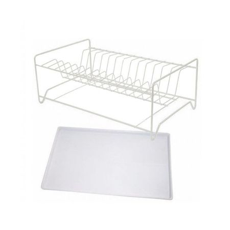 Сушилка для посуды 39,5*15*24см крашеная белая с поддоном малая (2)