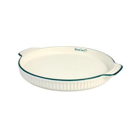 Форма для запекания фарфор 24,6*22*2,8см Good Luck круглая с ручками белый KP004-10/JC-14545 (32)