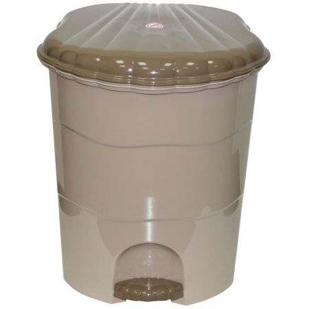 Контейнер для мусора 11л пластик латте с педалью (2)