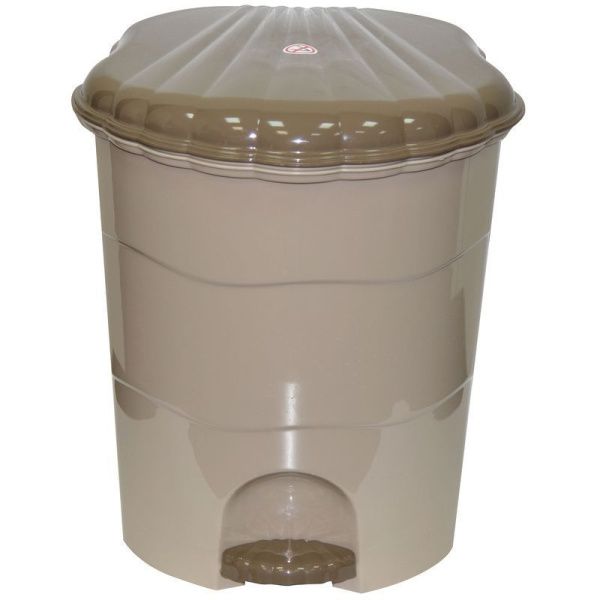 Контейнер для мусора 11л пластик латте с педалью (2)