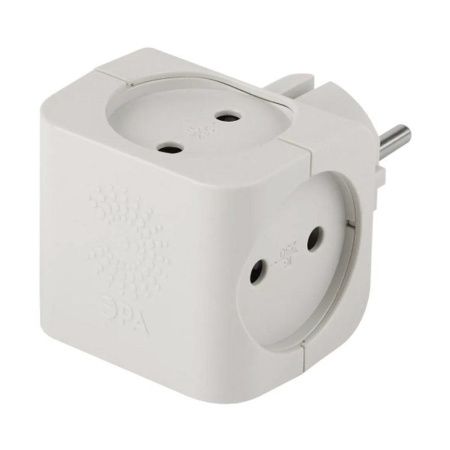 Разветвитель на 4 розетки пластик без заземления 16А белый  SP-4-W ЭРА (10)