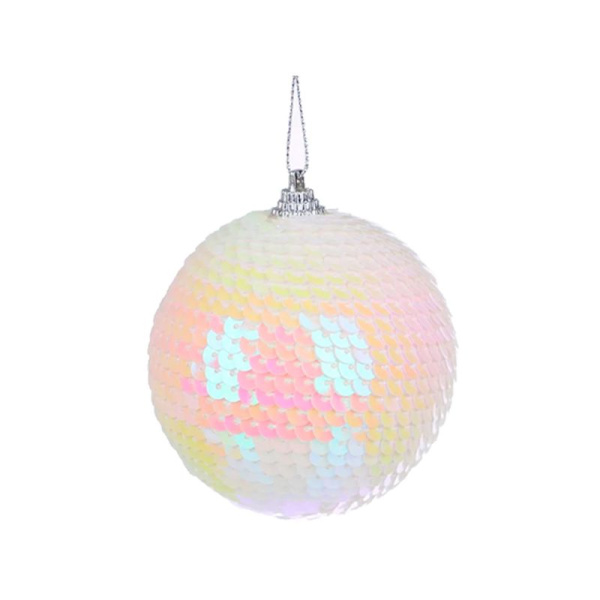 Игрушка новогодняя на елку Шар 10см пайетки перламутр JC-16666 (280)