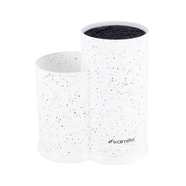 Подставка для ножей с наполнителем двойная 22см пластик (чёрный мрамор, белый мрамор, серый мрамор) арт.7607