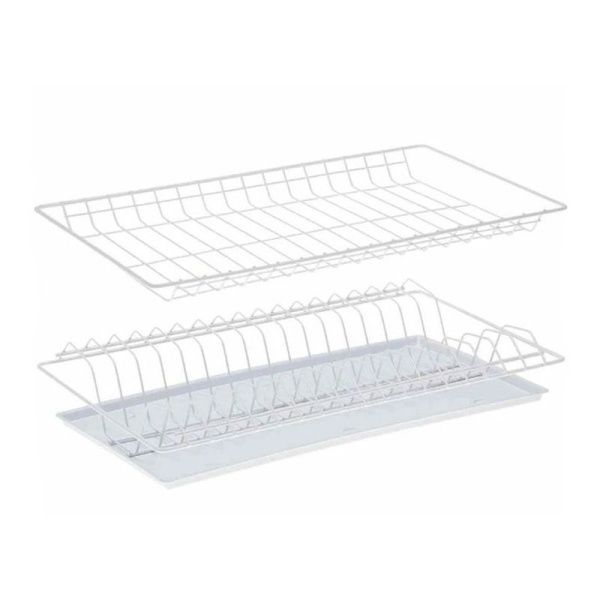 Сушилка для посуды 76,5см металл белая крашенная с поддоном (10)