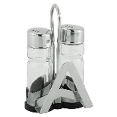 Набор для специй 2пр 40мл нерж.сталь/стекло на подставке с салфетницей (72)