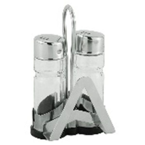 Набор для специй 2пр 40мл нерж.сталь/стекло на подставке с салфетницей (72)