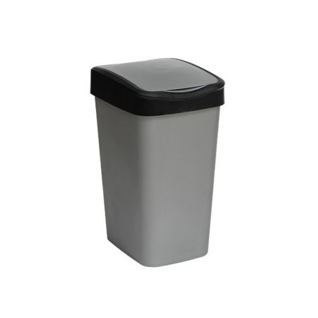 Контейнер для мусора 20л 300*232*430мм пластик Tandem сер.металлик/черный с подвижной крышкой (8)