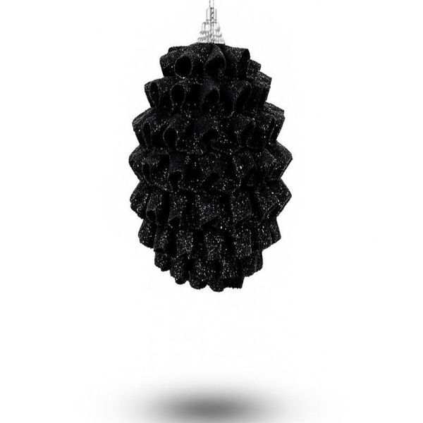 Игрушка новогодняя на елку СОСУЛЬКА 11*5,5см пластик ажурный черный JC-15014 (450)