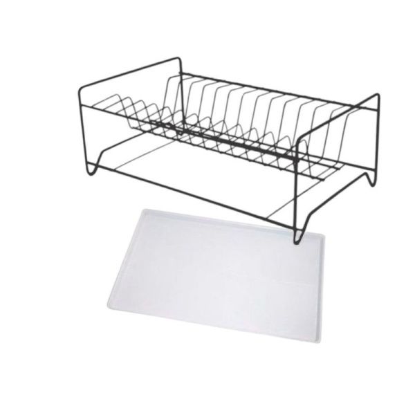 Сушилка для посуды с поддоном малая металл 395мм краш.черная матовая 9005 (2)