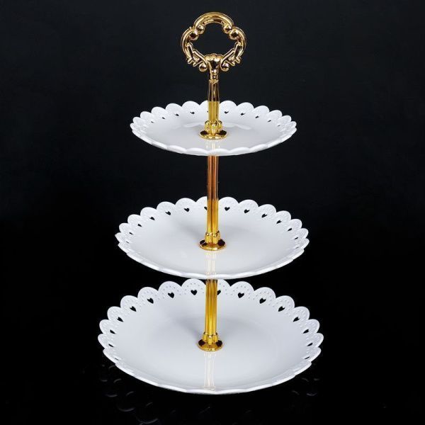 Этажерка сервировочная 3 яруса 15/18/22см h33см пластик белая D-1245 (100)