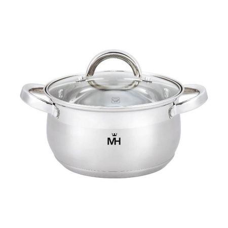 Кастрюля 6,1л h14,5см нерж.сталь стекл.крышка 24см индукция MercuryHaus MC-1628 Belly (6)
