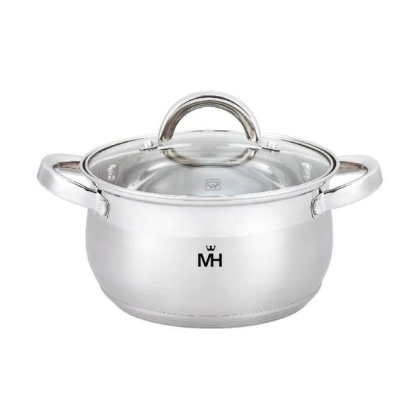 Кастрюля 6,1л h14,5см нерж.сталь стекл.крышка 24см индукция MercuryHaus MC-1628 Belly (6)
