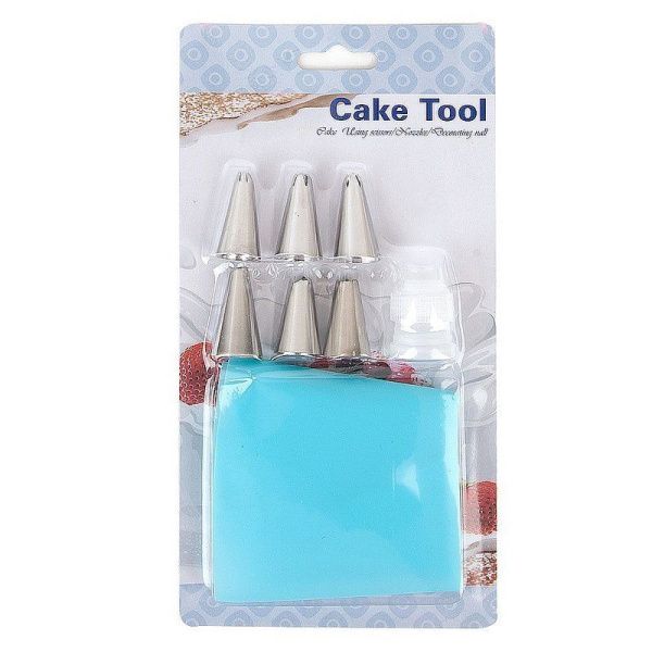 Шприц кондитерский 6 насадок, мешок 12*12*22см нерж.сталь 3 вида (288)