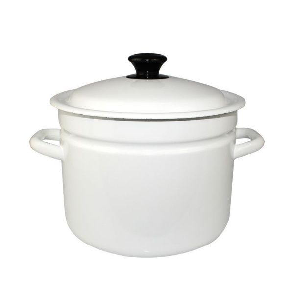 Кастрюля 6л эмаль белая цилиндрическая борт 41804-182-У (4)