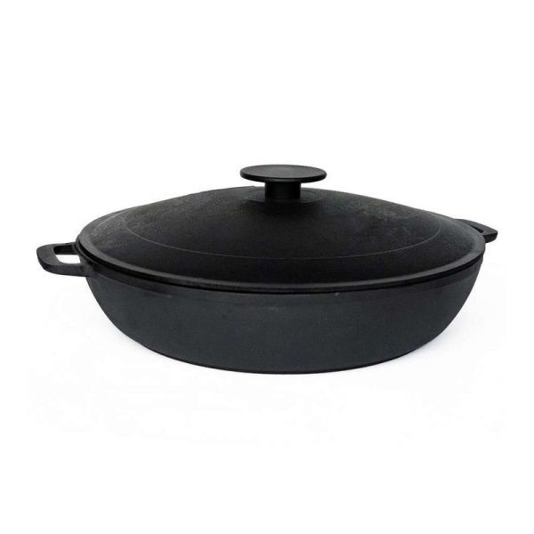 Жаровня 7,5л чугун с крышкой 36см с 2-мя ручками (2)