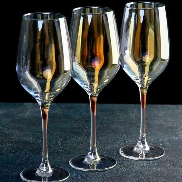 Бокалы для вина набор 6шт 350мл стекло ЗОЛОТИСТЫЙ ХАМЕЛЕОН (2)