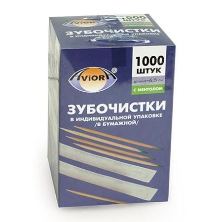 Зубочистки 1000шт бамбук в инд.упаковке с ментолом AVIORA (30)