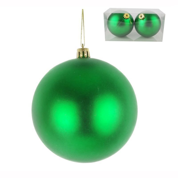 Игрушки новогодние на елку ШАР набор 2шт 12см пластик матовый (зеленый) (50)