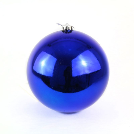 Игрушка новогодняя на елку ШАР 15см пластик блестящий синий (48)
